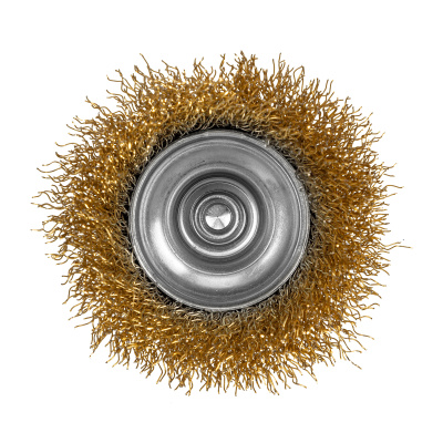 Щетка для дрели, 65 мм, "чашка" со шпилькой, латунированная витая проволока Matrix по ценам производителя в Челябинске с доставкой по всей России