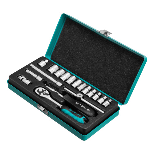 Набор торцевых головок с трещоткой, 1/4", 18 предметов Stels по ценам производителя в Челябинске с доставкой по всей России