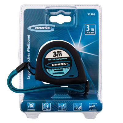 Рулетка "Ergonomisch",3 м x 16 мм,магнитный обрезиненный зацеп Gross по ценам производителя в Челябинске с доставкой по всей России