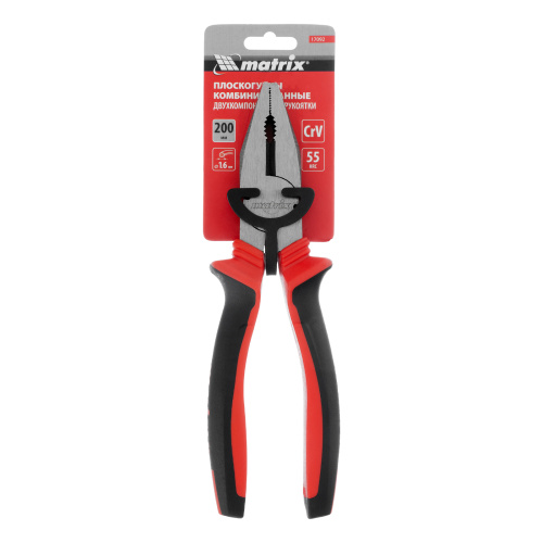 Плоскогубцы комбинированные, 200 мм, хром-ванадий, двухкомпонентные рукоятки Matrix по ценам производителя в Челябинске с доставкой по всей России