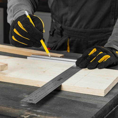 Угольник стальной 400 мм, нержавеющая сталь, градуировка, алюминиевое основание Denzel по ценам производителя в Челябинске с доставкой по всей России