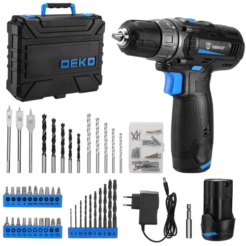 Аккумуляторная дрель-шуруповерт DEKO DKCD12 в кейсе + набор инструментов 92 шт, 12В, 2х2.0 Ач по ценам производителя в Челябинске с доставкой по всей России