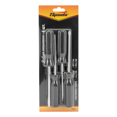 Набор отверток 4 шт, SL5 x 100.6 x 100, PH1 x 100, 2 x 100, углеродистая сталь, пластиковая рукоятка Sparta по ценам производителя в Челябинске с доставкой по всей России