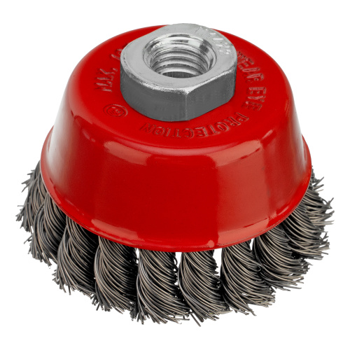 Щетка для УШМ, 75 мм, М14, "чашка", крученая проволока 0.5 мм Matrix по ценам производителя в Челябинске с доставкой по всей России