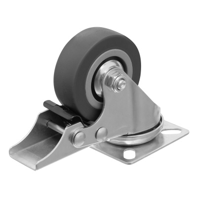 Колесо поворотное с тормозом D 50 мм, крепление  платформенное Сибртех по ценам производителя в Челябинске с доставкой по всей России