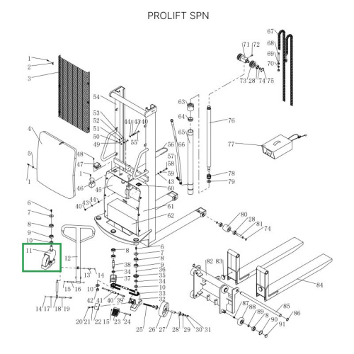 Поворотная опора для поворотных колес для штабелеров SPN (в сборе с колесом) по ценам производителя в Челябинске с доставкой по всей России