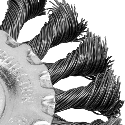 Щетка для УШМ, 100 мм, посадка 22.2 мм, плоская, крученая проволока 0.5 мм Сибртех по ценам производителя в Челябинске с доставкой по всей России