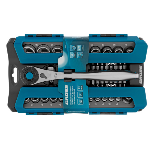 Набор торцевых головок, трещотка 120 зубьев, 1/2", 1/4", CrV, 41 предмет Gross по ценам производителя в Челябинске с доставкой по всей России
