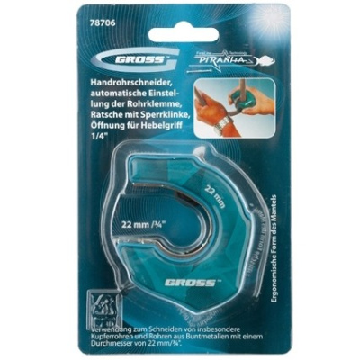 Труборез ладонный"Piranha", 22 мм, 3/4, автоматическая регулировка зажима трубы, трещотка с храповым механизмом, отверстие 1/4 Gross по ценам производителя в Челябинске с доставкой по всей России