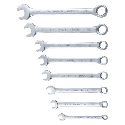 Набор ключей комбинированных, 8-19 мм, 8 шт, CrV, матовый хром Matrix по ценам производителя в Челябинске с доставкой по всей России