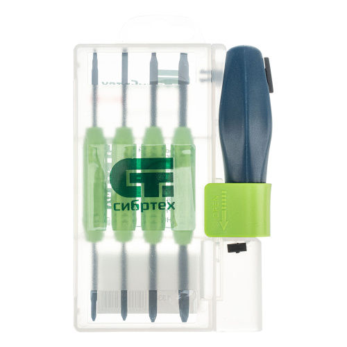 Отвертка со сменными двухсторонними насадками, 8 в 1, пластиковый кейс, CrV Сибртех по ценам производителя в Челябинске с доставкой по всей России