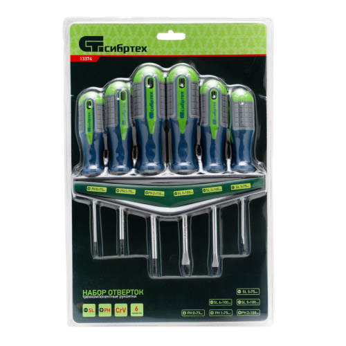 Набор отверток, CrV, трехкомпонентные рукоятки, 6 предметов Сибртех по ценам производителя в Челябинске с доставкой по всей России