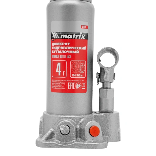 Домкрат гидравлический бутылочный, 4 т, высота подъема 194-372 мм, в пластиковый кейсе Matrix по ценам производителя в Челябинске с доставкой по всей России