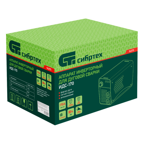 Аппарат инверторный дуговой сварки ИДС-170, 170 А, ПВ 80%, диаметр электрода 1.6-3.2 мм Сибртех по ценам производителя в Челябинске с доставкой по всей России