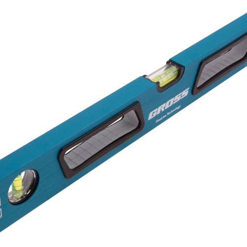 Уровень алюминиевый, 600 мм, усиленный с ударопрочными заглушками, рукоятки, 3 глазка Gross по ценам производителя в Челябинске с доставкой по всей России