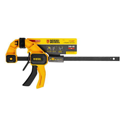 Струбцина F-образная, быстрозажимная, 300 х 80 мм, усиленный нейлоновый корпус Denzel по ценам производителя в Челябинске с доставкой по всей России