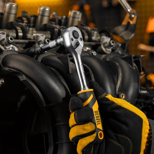 Ключ-трещотка 3/8", 90 зубьев, с быстрым сбросом, CrV Denzel по ценам производителя в Челябинске с доставкой по всей России