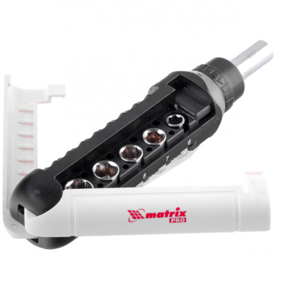 Отвертка реверсивная с набором бит и торцевых головок, 15 шт, CrV Matrix Pro по ценам производителя в Челябинске с доставкой по всей России