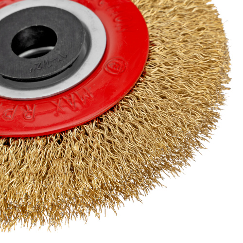 Щетка для точила, 100 мм, посадка 20 мм, плоская, латунир. витая проволока Matrix по ценам производителя в Челябинске с доставкой по всей России