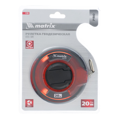 Рулетка геодезическая 20 м х 12,5 мм, закрытый корпус, стальная лента, односторонняя шкала, Pro Matrix по ценам производителя в Челябинске с доставкой по всей России