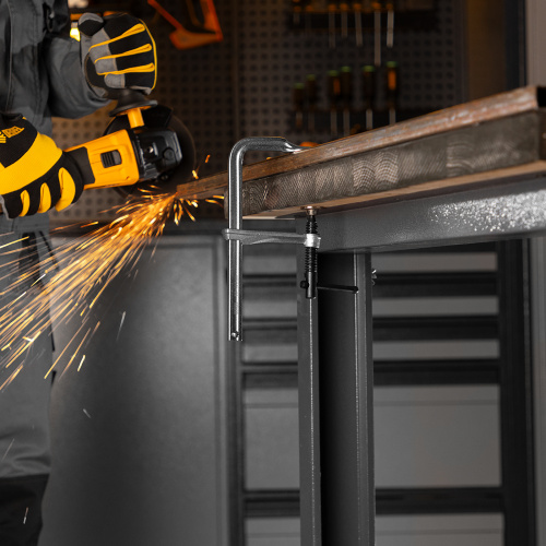 Струбцина F-образная, 80x200мм, кованая Denzel по ценам производителя в Челябинске с доставкой по всей России