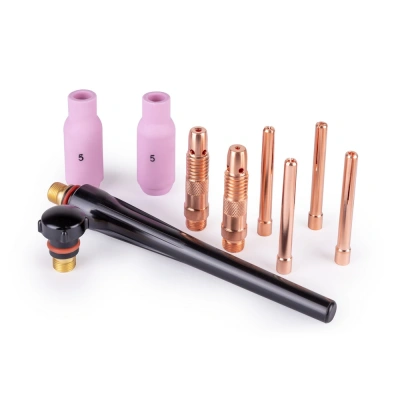 FoxWeld Набор комплектующих TIG17/18/26 (10 предметов: кер.сопло №5-2шт., цанги 1,6мм-2шт., 2,4мм-2шт., корп.цанги 1,6 и 2,4, колп. длин./кор., пр-во FoxWeld/КНР) купить в Москве с доставкой по всей России | ProtosMarket.ru