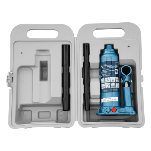 Домкрат гидравлический бутылочный, 2 т, h подъема 178-338 мм, в пластиковом кейсе Stels по ценам производителя в Челябинске с доставкой по всей России