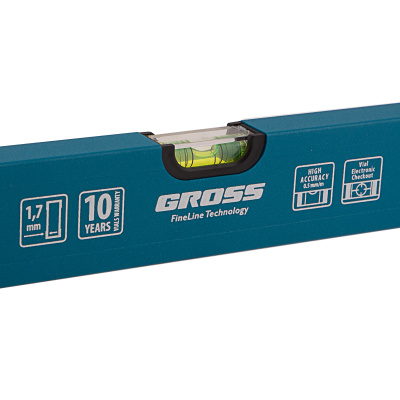 Уровень алюминиевый усиленный, 1000 мм, 3 глазка Gross по ценам производителя в Челябинске с доставкой по всей России