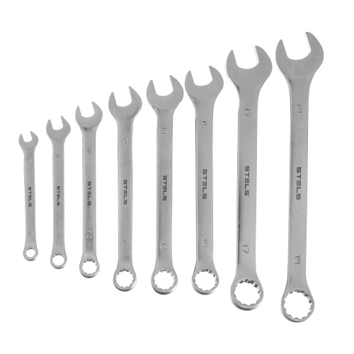 Набор ключей комбинированных 6-19 мм, 8 шт., CrV, матовый хром Stels по ценам производителя в Челябинске с доставкой по всей России