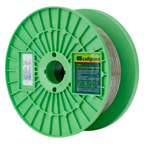 Трос металлополимерный прозрачный ПР-5.0, толщина 5.0 мм, катушка 50 метров Сибртех по ценам производителя в Челябинске с доставкой по всей России