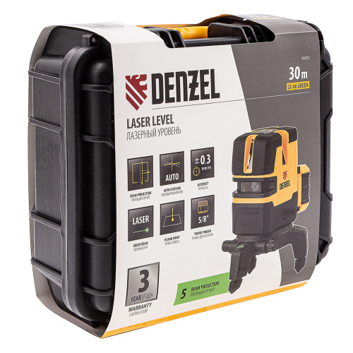 Лазерный уровень LX 06 Green, 30 м, 520 нм, аккумулятор Li 5200 mAh, резьба 5/8" Denzel по ценам производителя в Челябинске с доставкой по всей России