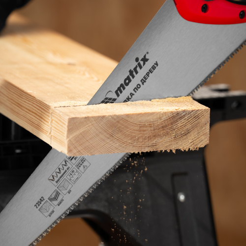Ножовка по дереву, 500 мм, 7-8 TPI, зуб-3D, каленый зуб, двухкомпонентная рукоятка Matrix по ценам производителя в Челябинске с доставкой по всей России
