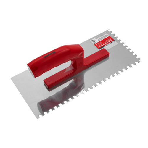 Гладилка из нержавеющей стали, 280 х 130 мм, зеркальная полировка, пластмассовая ручка, зуб 6 х 6 мм Matrix по ценам производителя в Челябинске с доставкой по всей России