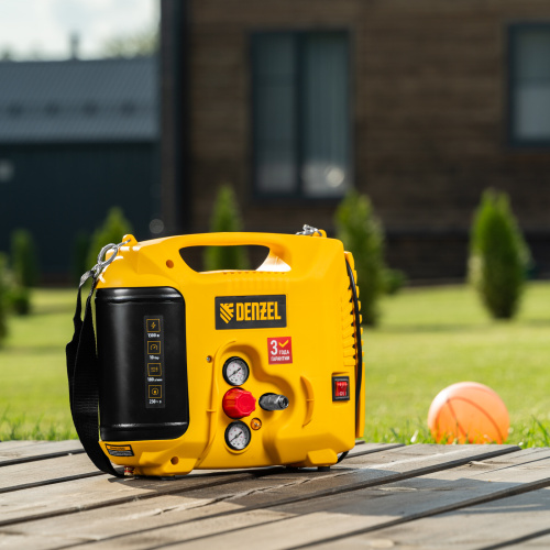 Компрессор воздушный DL1300, 10 бар, 1,3 кВт 180 л/мин 5 л, с набором аксессуаров Denzel по ценам производителя в Челябинске с доставкой по всей России