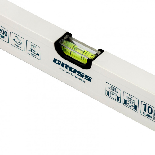 Уровень алюминиевый, 1200 мм, фрезерованный, 3 глазка, магнитный Gross по ценам производителя в Челябинске с доставкой по всей России