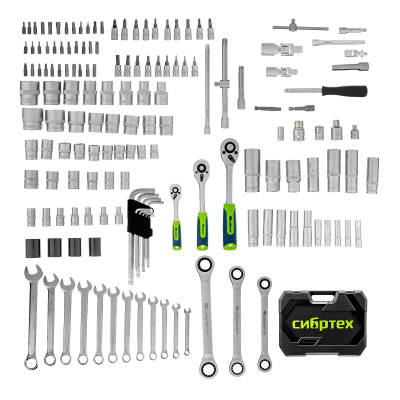 Набор инструментов, 1/2", 3/8", 1/4", пластиковый кейс 160 предм. Сибртех по ценам производителя в Челябинске с доставкой по всей России