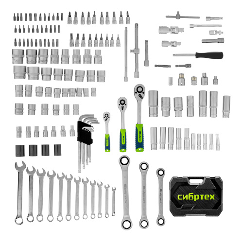 Набор инструментов, 1/2", 3/8", 1/4", пластиковый кейс 160 предм. Сибртех по ценам производителя в Челябинске с доставкой по всей России