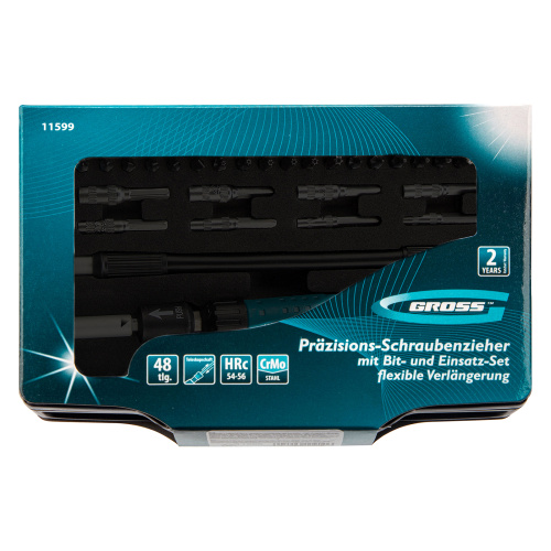 Отвертка с набором бит и торцевых головок для точных работ, гибкий привод, 48 шт, CrMo Gross по ценам производителя в Челябинске с доставкой по всей России