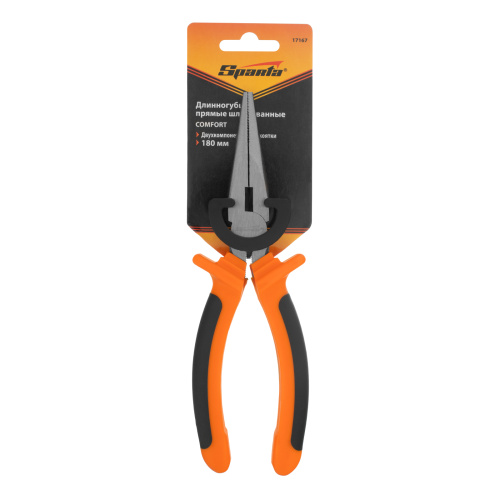 Длинногубцы прямые Comfort, 180 мм, шлифованные, двухкомпонентные рукоятки Sparta по ценам производителя в Челябинске с доставкой по всей России