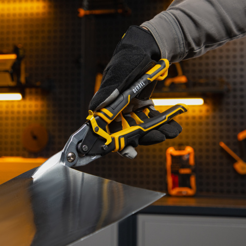 Ножницы по металлу, 270 мм, прямой рез, сталь-CrMo, трехкомпонентные рукоятки Denzel по ценам производителя в Челябинске с доставкой по всей России