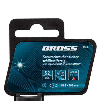 Отвертка PH2 x 100 мм, S2, трехкомпонентная ручка Gross по ценам производителя в Челябинске с доставкой по всей России
