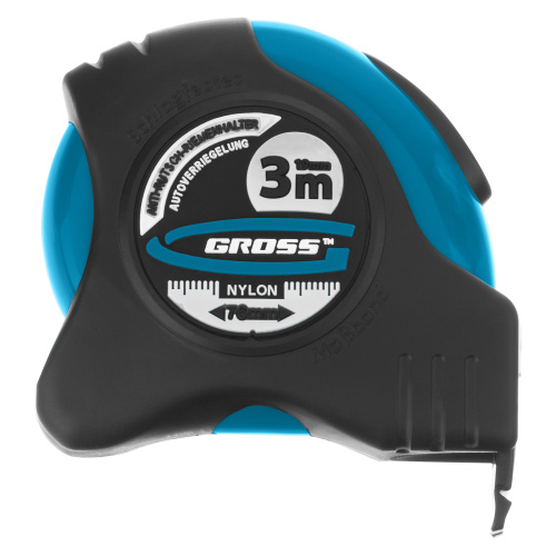 Рулетка "Schlagfest",3 м x 19 мм,магнитный обрезиненный зацеп,двусторонняя шкала,Нейлоновое покрытие,автоматическая фиксация Gross по ценам производителя в Челябинске с доставкой по всей России