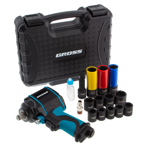 Гайковерт пневматический ударный G985K2, 1/2, 610Нм 9000 об/мин, с набором 17 предметов Gross по ценам производителя в Челябинске с доставкой по всей России