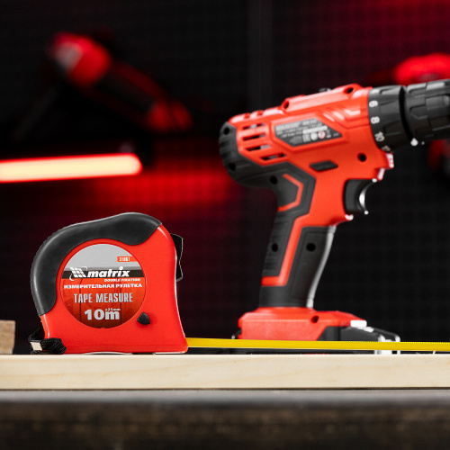 Рулетка Double fixation,10 м х 25 мм,обрезиненный корпус,двойная плавная фиксация Matrix по ценам производителя в Челябинске с доставкой по всей России