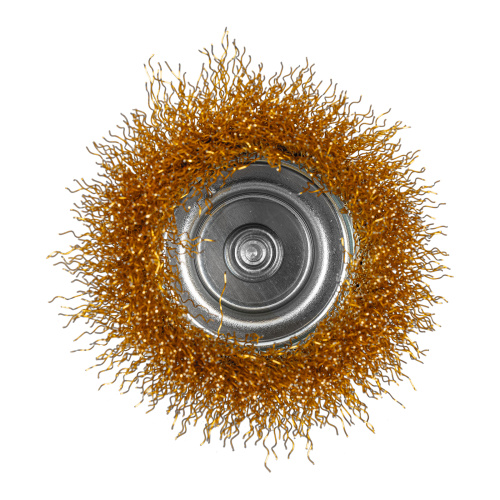 Щетка для дрели, 75 мм, "чашка" со шпилькой, латунированная витая проволока Matrix по ценам производителя в Челябинске с доставкой по всей России