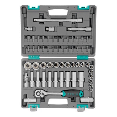 Набор инструментов, 1/2", CrV, пластиковый кейс 60 предметов Stels по ценам производителя в Челябинске с доставкой по всей России
