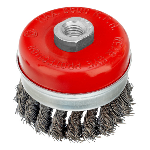 Щетка для УШМ Heavy Duty, 80 мм, М14, "чашка", крученая проволока 0.5 мм Matrix по ценам производителя в Челябинске с доставкой по всей России