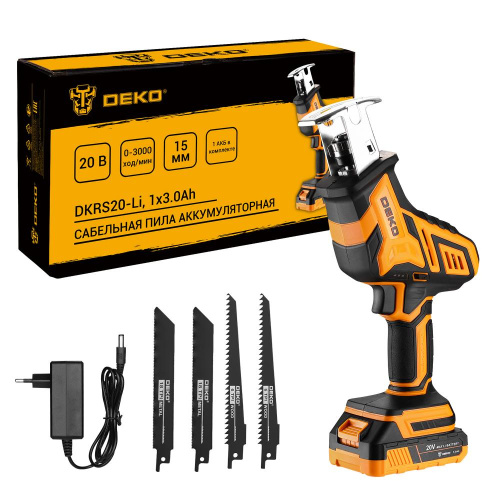 Сабельная пила аккумуляторная DEKO DKRS20-Li, 20В, 1x3.0Ач по ценам производителя в Челябинске с доставкой по всей России