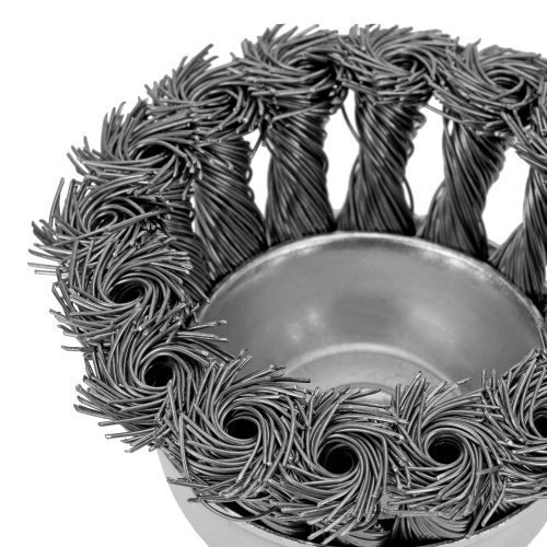 Щетка для дрели, 65 мм, "чашка" со шпилькой, крученая металлическая проволока Matrix по ценам производителя в Челябинске с доставкой по всей России