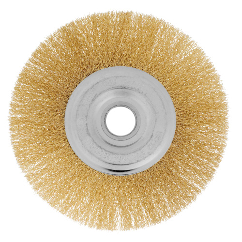 Щетка для УШМ, 175 мм, посадка 22.2 мм, плоская, латунированная витая проволока Matrix по ценам производителя в Челябинске с доставкой по всей России